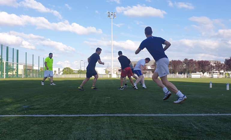 Entraînement des élus pour le match du 24 juillet animateurs/élus